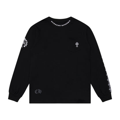 Ch Heart High-Quality Double Yarn Pure Cotton Unisex Printed Long Sleeve T-Shirt