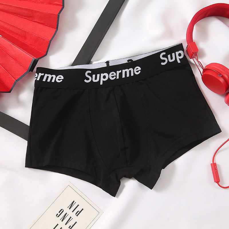 Men's Cotton Underwear Trendy Wide Waistband Mid-Rise Loose Breathable Youth Fashion Four-Corner Comfortable Large Sports Shorts