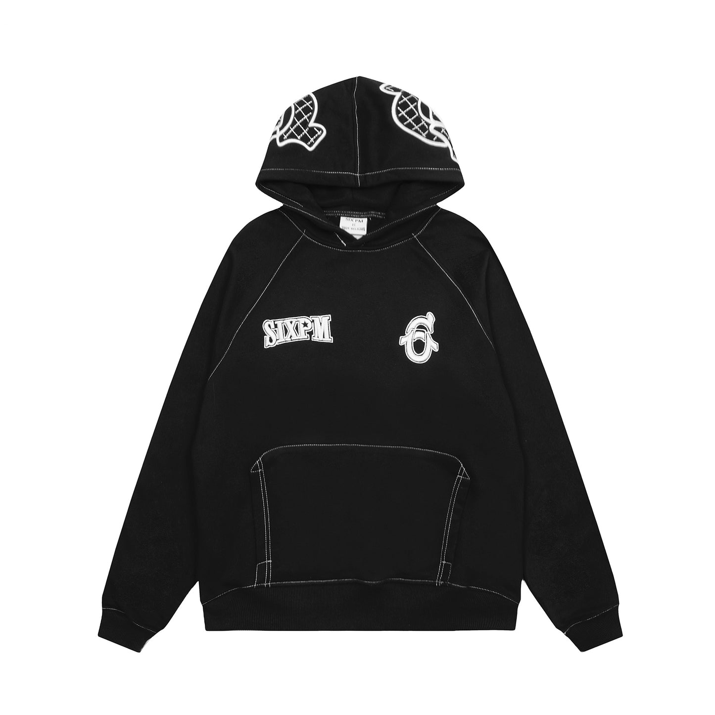 SIXPM American Retro Youth Trendy Outerwear Fashion Zipper Hoodie Fleece Set Pants Unisex Winter