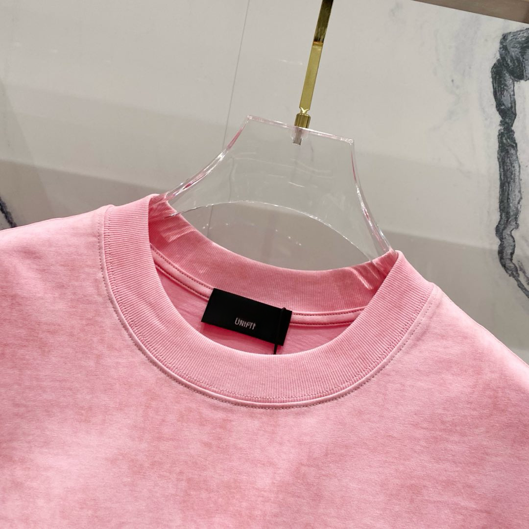 Wave cola embroidered round neck short sleeve, original fabric quality is superb, black, gray and pink colors to choose from.