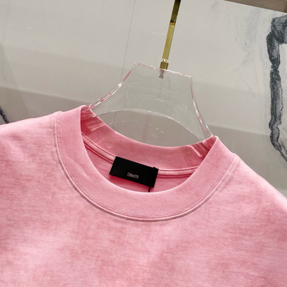 Wave cola embroidered round neck short sleeve, original fabric quality is superb, black, gray and pink colors to choose from.