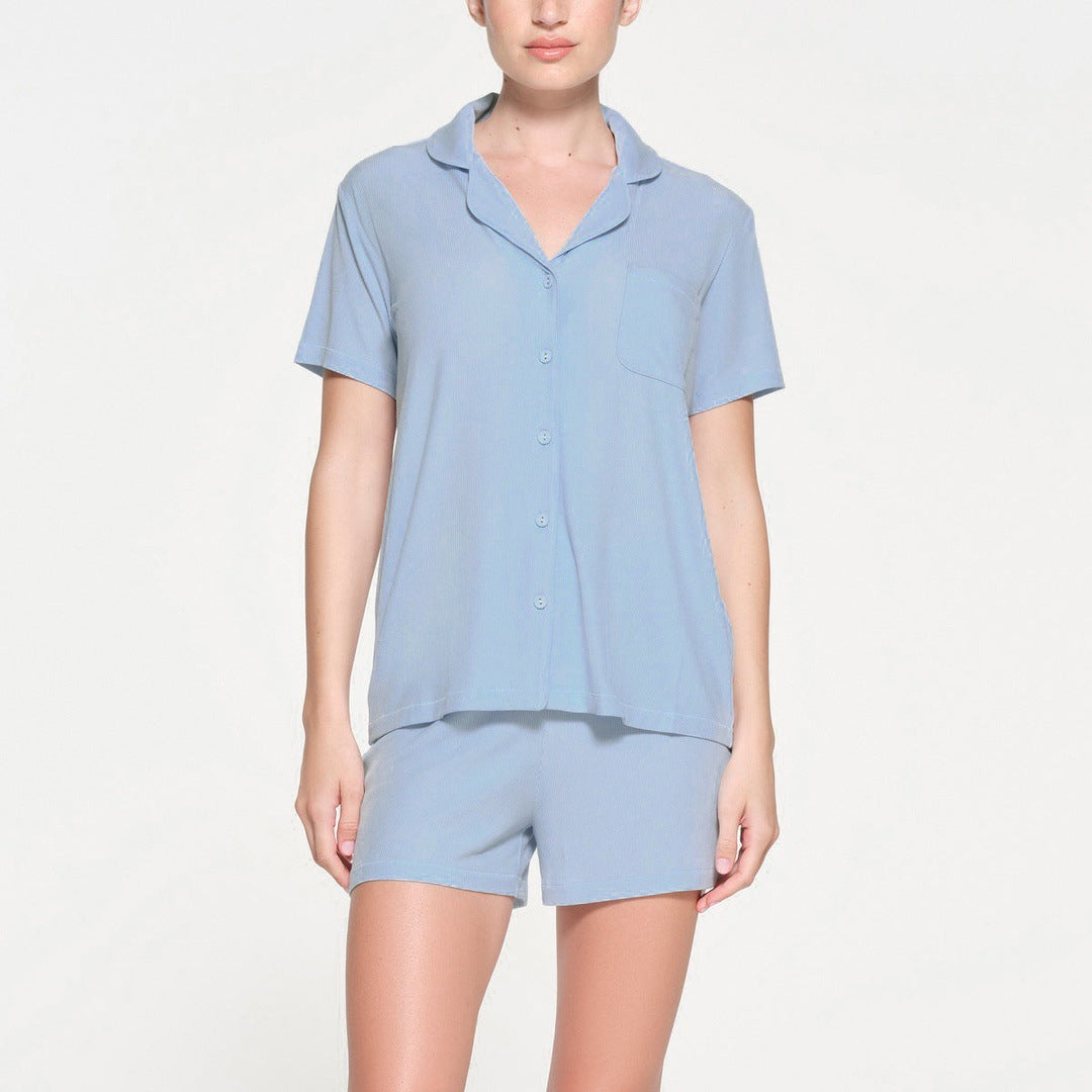 Skim Kardashian Style Spring Summer Thin Modal Short Sleeve Shorts Pajamas Soft Comfortable Homewear Set