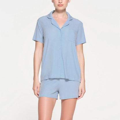 Skim Kardashian Style Spring Summer Thin Modal Short Sleeve Shorts Pajamas Soft Comfortable Homewear Set