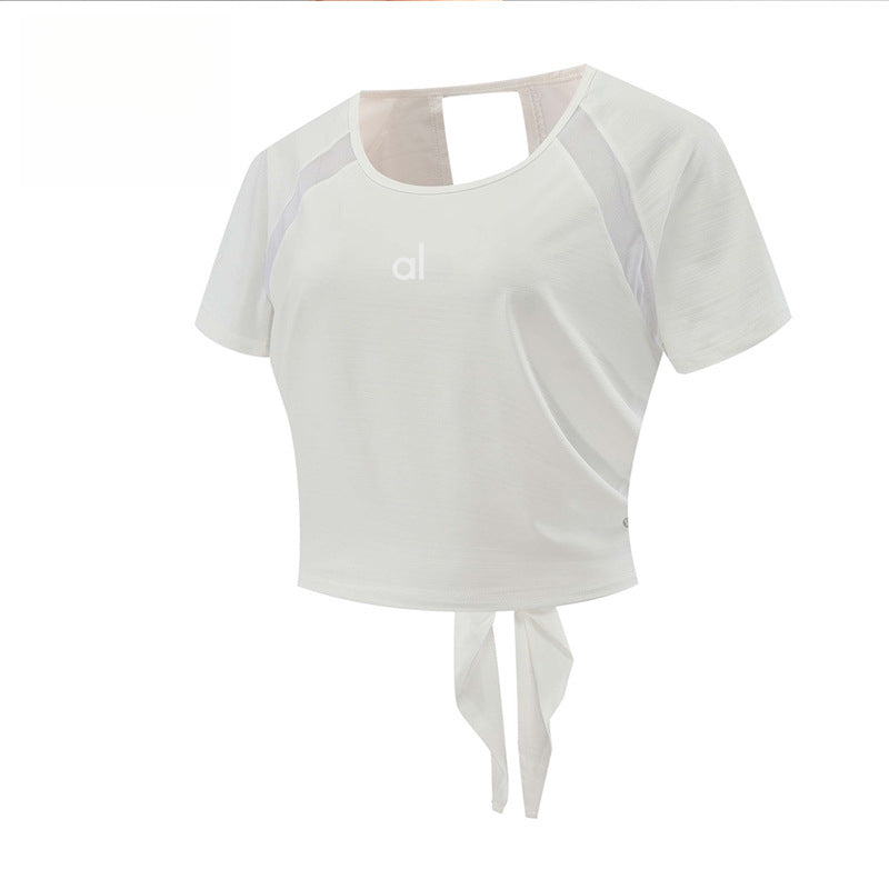 Al Sports Yoga Shirt for Women, Quick-Dry Running Casual Short Sleeve with Chest Pads, Short Cross-Fit Gym Top T-Shirt for Summer