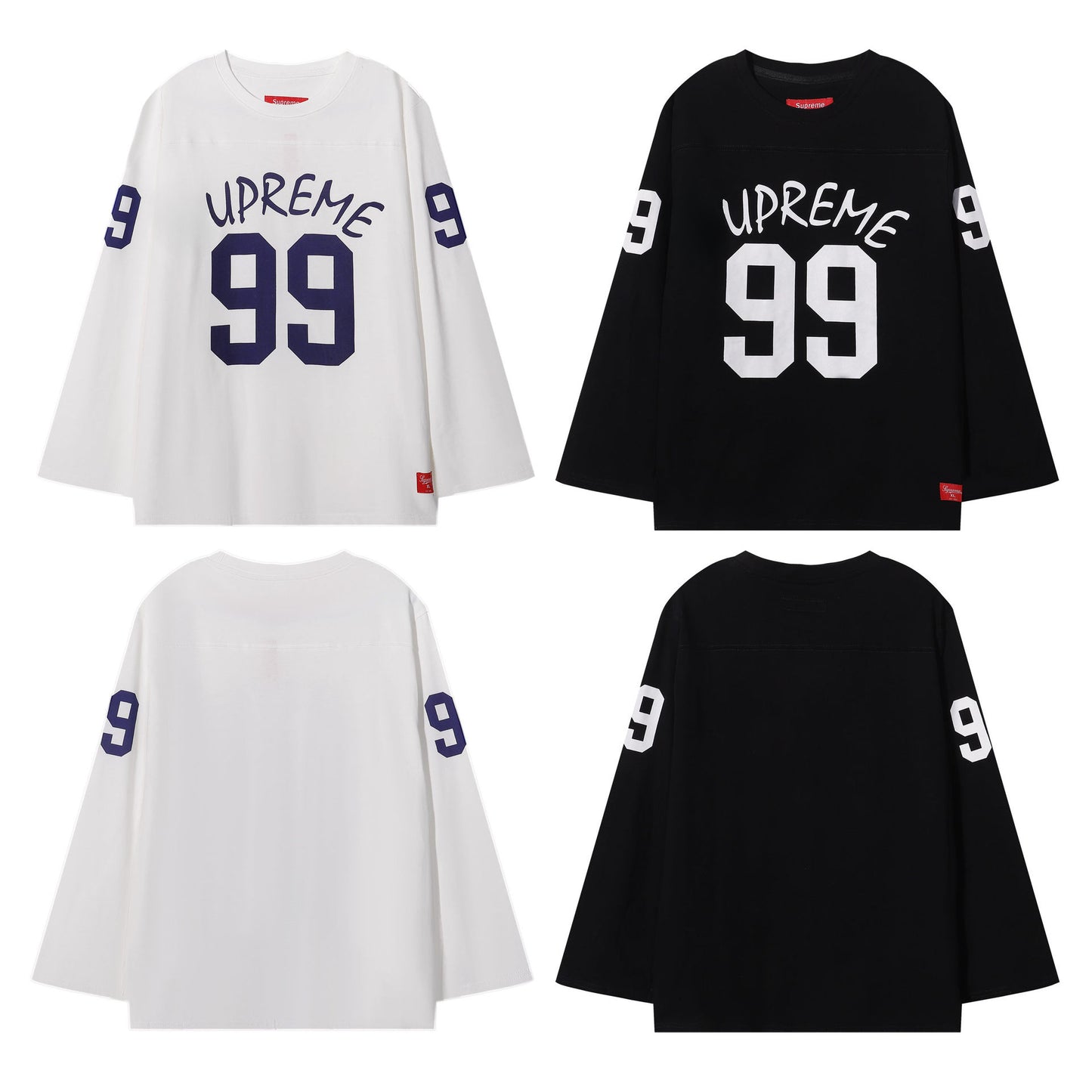 ss25supreme Crew Neck Short Sleeve American Style Trendy Classic Football Shirt Patchwork Ribbed High Street Top T-Shirt Unisex