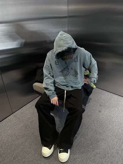High-Quality ERD Melancholy Rich Second Generation Hooded Sweatshirt Washed Vintage Distressed Jacket Autumn Winter Zipper Coat
