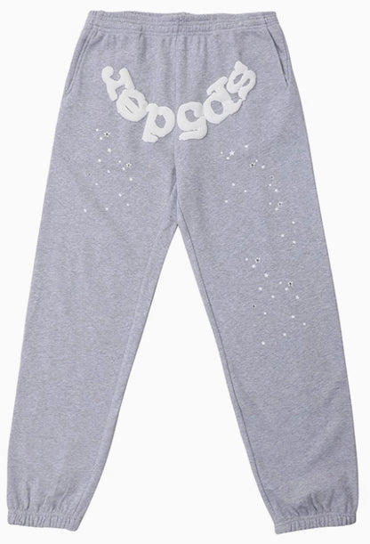 [Fleece Lined]Young Thug American Style Brand Sp5DER 555555 Spider Web Foam Print Casual Unisex Sweatpants