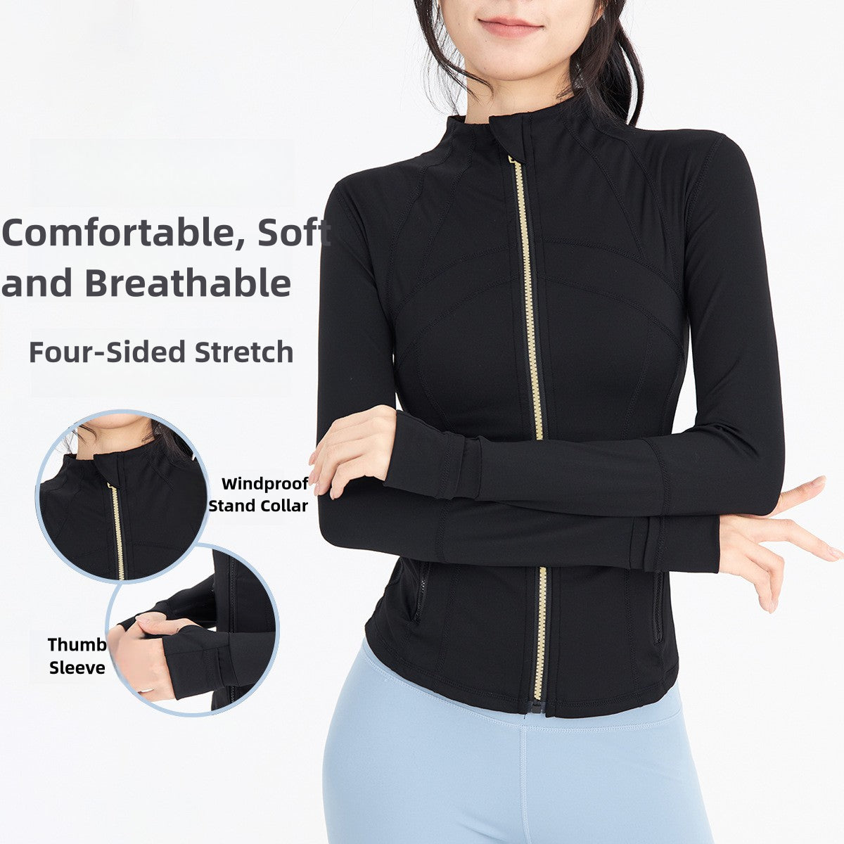 Yoga Clothes Coat Women def*ne Sports Running Tight Stand Collar Long Sleeve Cardigan Jacket Fitness Wear