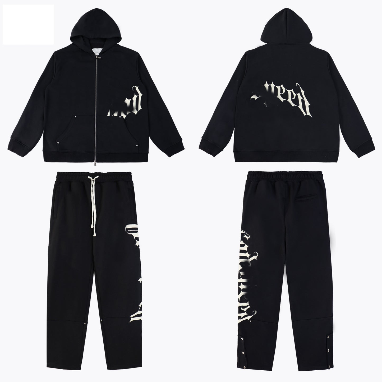 GMabcd Casual Set God-peed Patch Letter Cardigan Hoodie High Street Men's Casual Sweatshirt Sweatpants