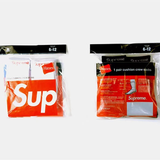 2-Pack Trendy Socks Hane Crew Socks Towel Bottom Trendy Brand Sports Basketball Mid-Calf Socks