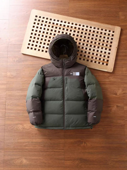 GMabcd UE Down Jacket Unisex Color Block T Waterproof Warm Color Block Hooded Thickened Couple Hooded Down Jacket