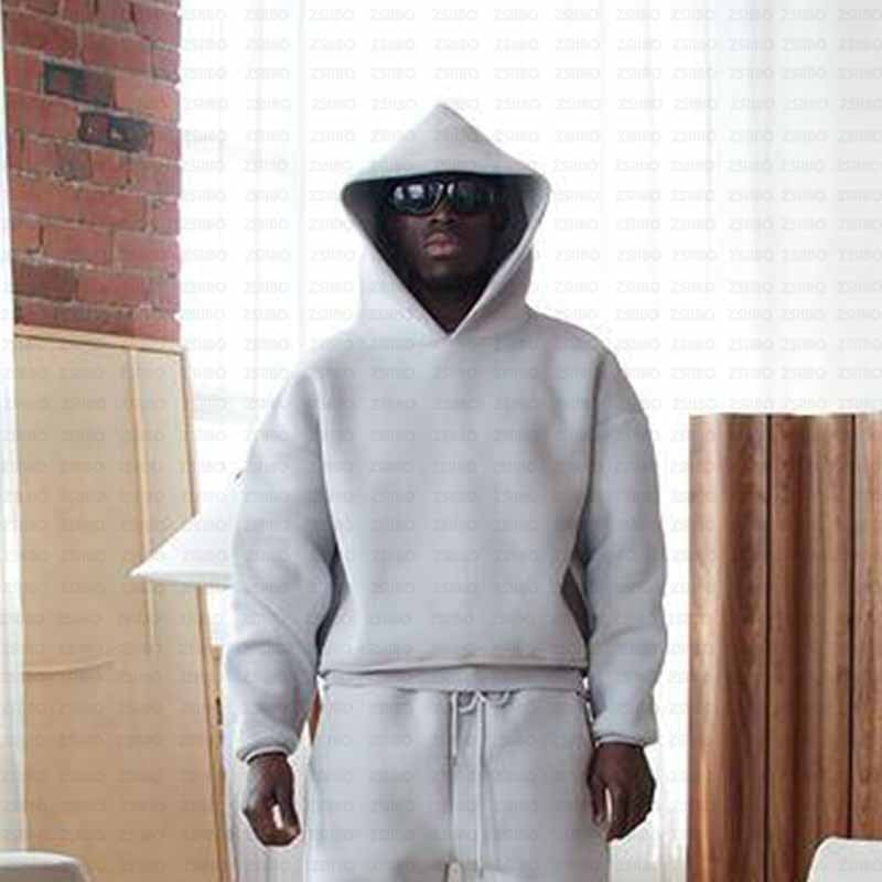 Casual Simple Couple Fashion Hoodie Sweatshirt Solid Color Loose Sweatpants