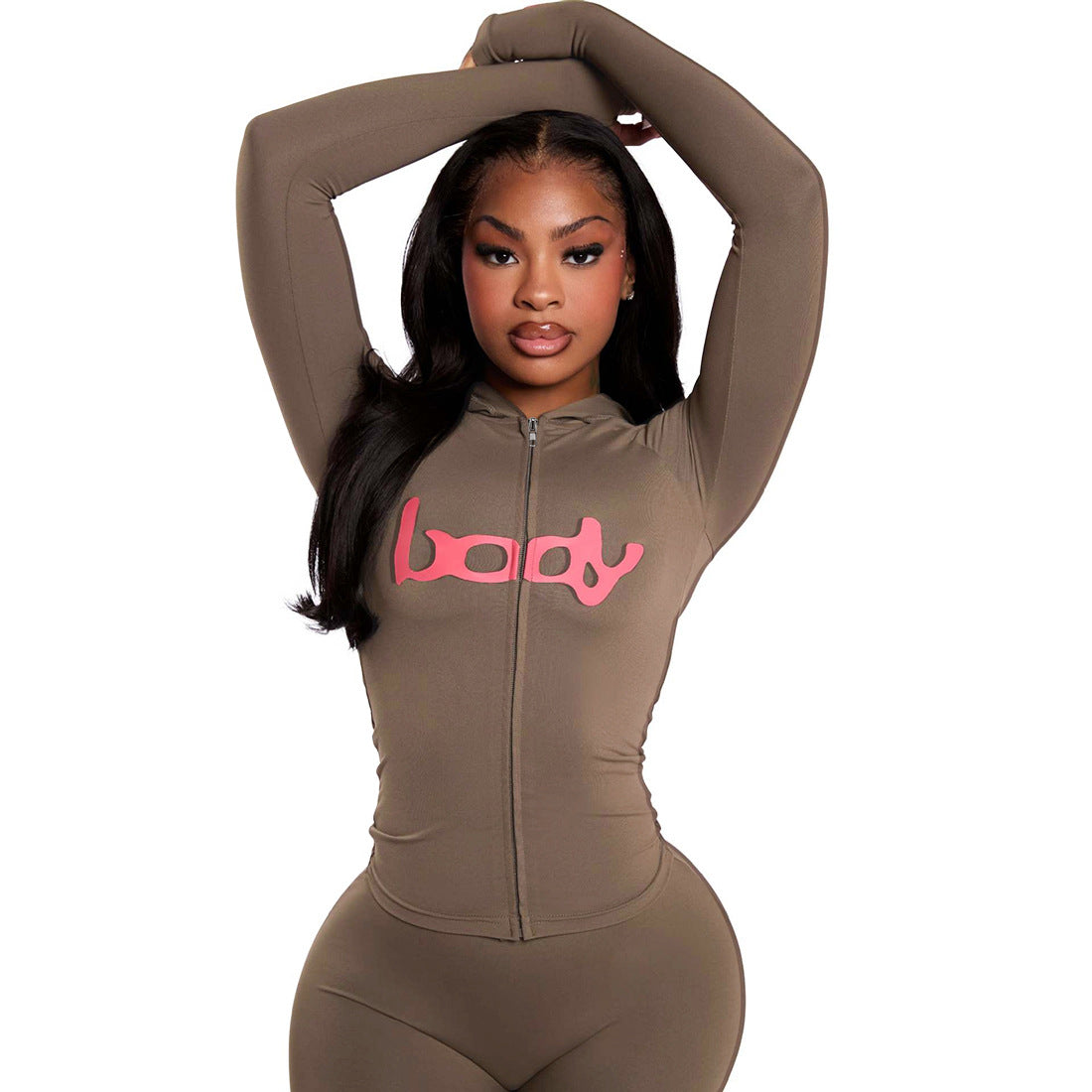 2025 Autumn Women's New Fashion Hooded Camouflage Print Long Sleeve Sports Trendy Slim Fit Long Pants Two-Piece Set