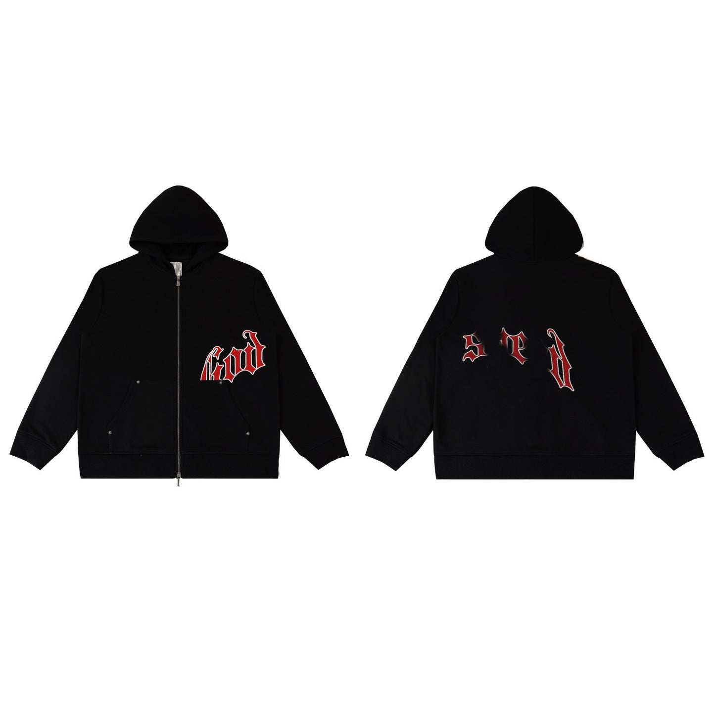 GMabcd Casual Set God-peed Patch Letter Cardigan Hoodie High Street Men's Casual Sweatshirt Sweatpants