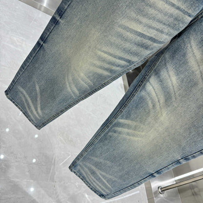 gmabcdPurple～Brand washed process workwear street fashion loose straight-leg jeans Color: Blue