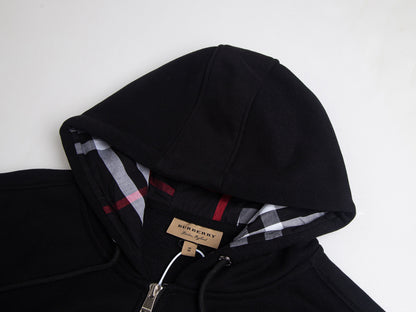 GMAbcd-BUR Classic Style - War Horse Embroidery Checkered Patchwork Fleece Zipper Cardigan Coat - Unisex Style