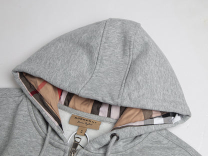 GMAbcd-BUR Classic Style - War Horse Embroidery Checkered Patchwork Fleece Zipper Cardigan Coat - Unisex Style