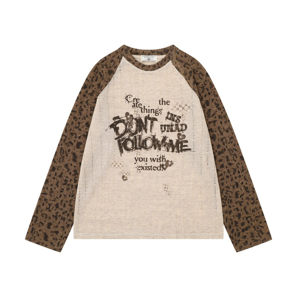 GMABCD Light Khaki leopard sleeve graphic long-sleeve T-shirt - view 1