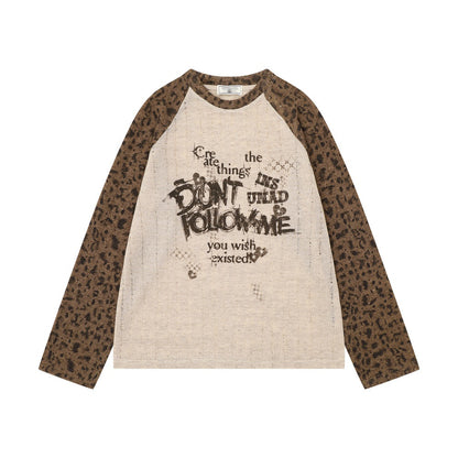 GMABCD Light Khaki leopard sleeve graphic long-sleeve T-shirt - view 1
