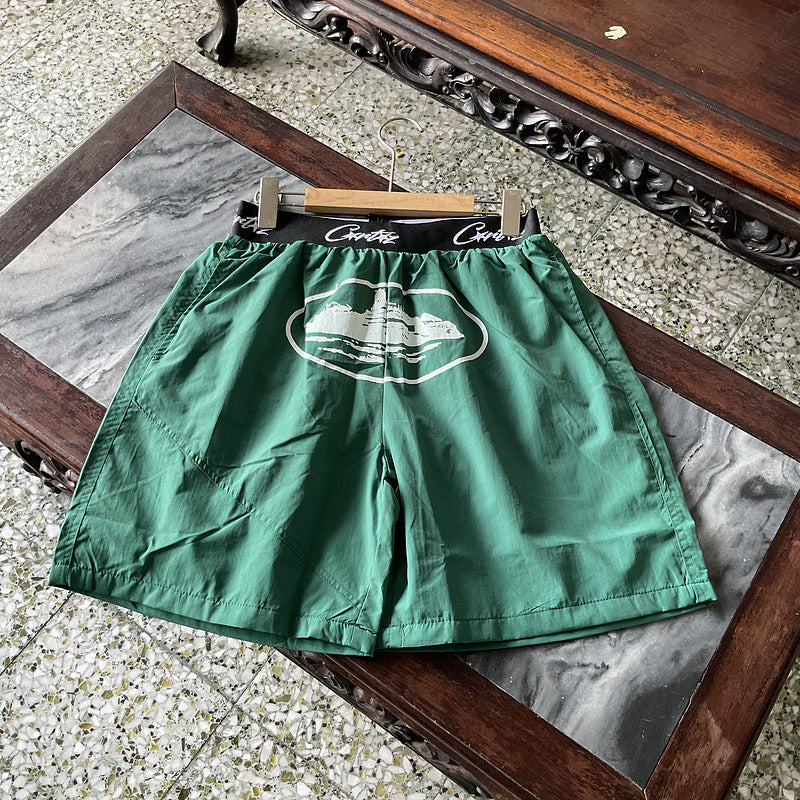HD_VARIANT_IMAGE::8916 Green | Alcatraz graphic cotton Bermuda shorts