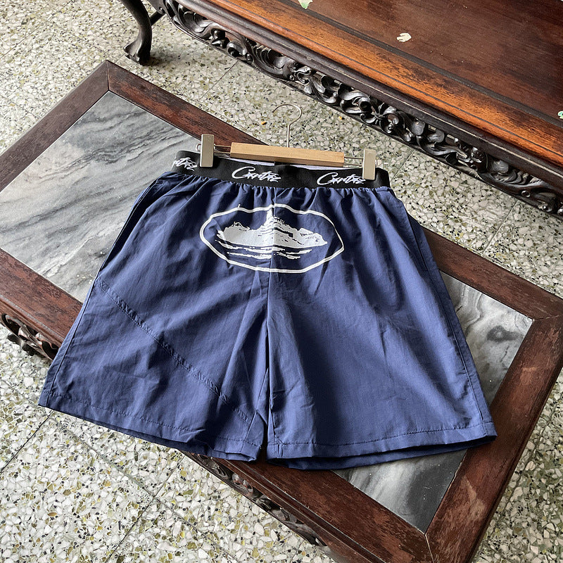 HD_VARIANT_IMAGE::L8916 Blue | Alcatraz graphic cotton Bermuda shorts