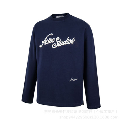 VARIANT_IMAGE::A21藏青 | Vintage graphic long-sleeve T-shirt