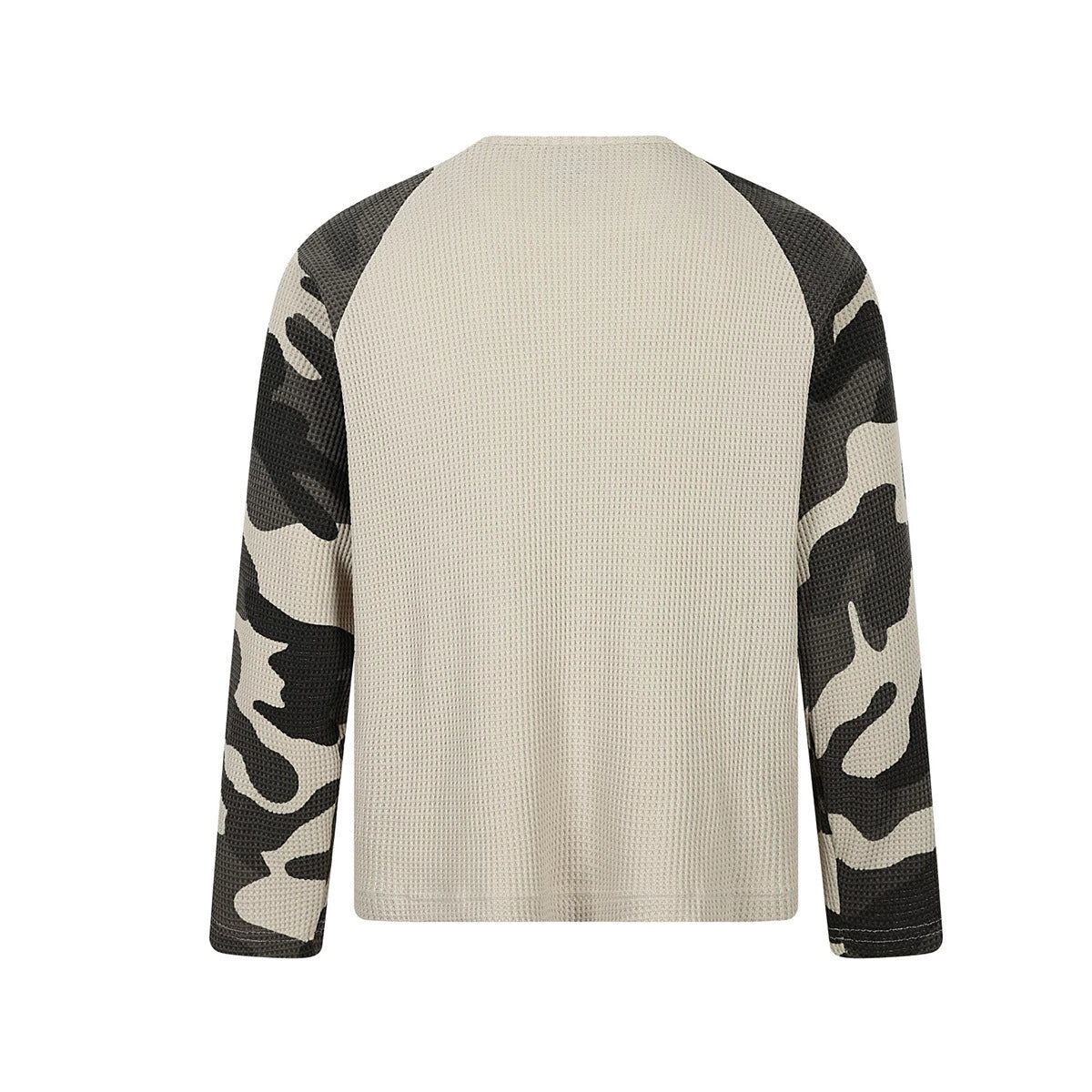 Men Camo Print Long Sleeve T-Shirt Raglan Streetwear - Side View