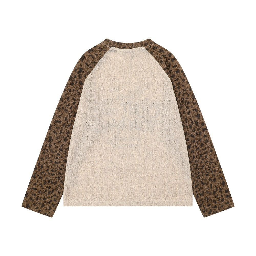 GMABCD Light Khaki leopard sleeve graphic long-sleeve T-shirt - view 2