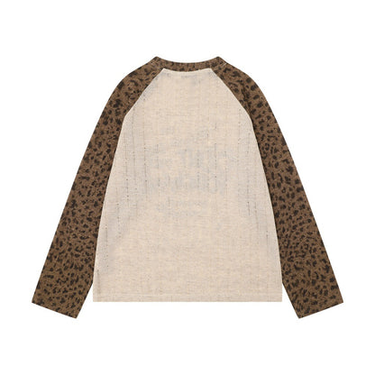 GMABCD Light Khaki leopard sleeve graphic long-sleeve T-shirt - view 2