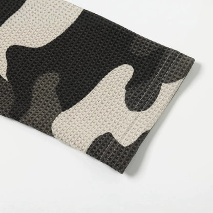 Men Camo Print Long Sleeve T-Shirt Raglan Streetwear - Detail