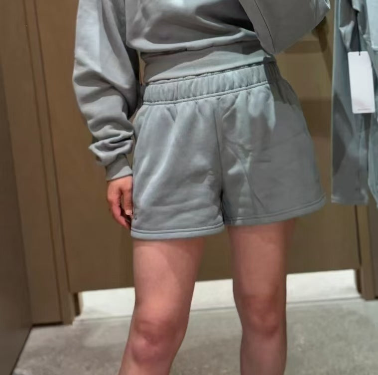 GMABCD women's cotton-rich terry Gray shorts detail