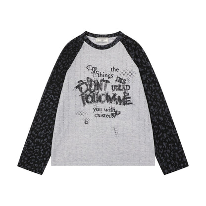GMABCD Gray leopard sleeve graphic long-sleeve T-shirt - view 5
