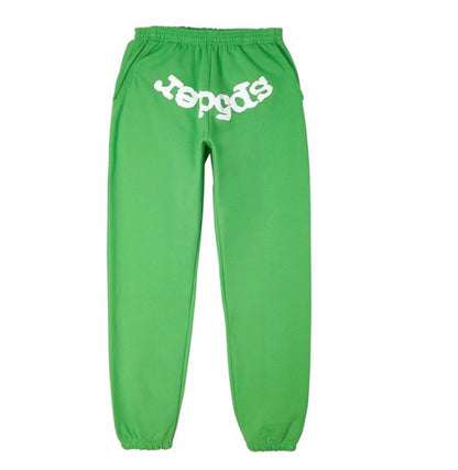 [Fleece Lined]Young Thug American Style Brand Sp5DER 555555 Spider Web Foam Print Casual Unisex Sweatpants