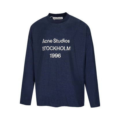 VARIANT_IMAGE::A12藏青 | Vintage graphic long-sleeve T-shirt