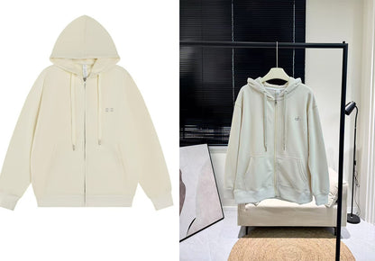 A-L-O Heavyweight Sweatshirt Loose Terry Warm Hoodie Zipper Casual Hooded Jacket
