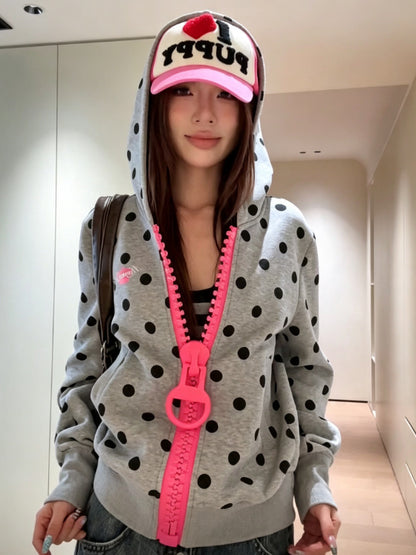 GMabcd zip hoodie color Grey Polka