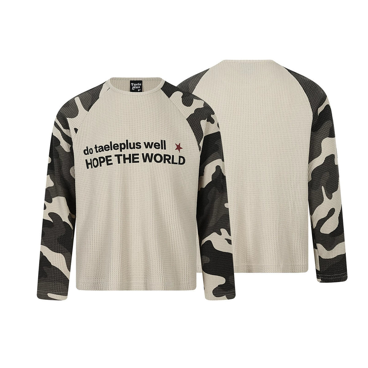 Men Camo Print Long Sleeve T-Shirt Raglan Streetwear - Lifestyle