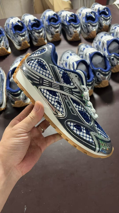 GMabcd New Casual Genuine Leather Mesh Patchwork Dad Shoes Versatile Fashion Couple Lace-up Sneakers