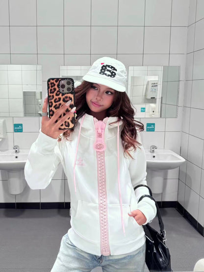 GMabcd zip hoodie color White