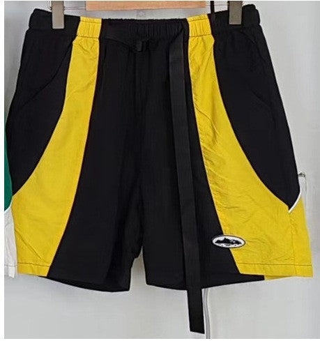 HD_VARIANT_IMAGE::8166 Black Yellow | Alcatraz graphic cotton Bermuda shorts