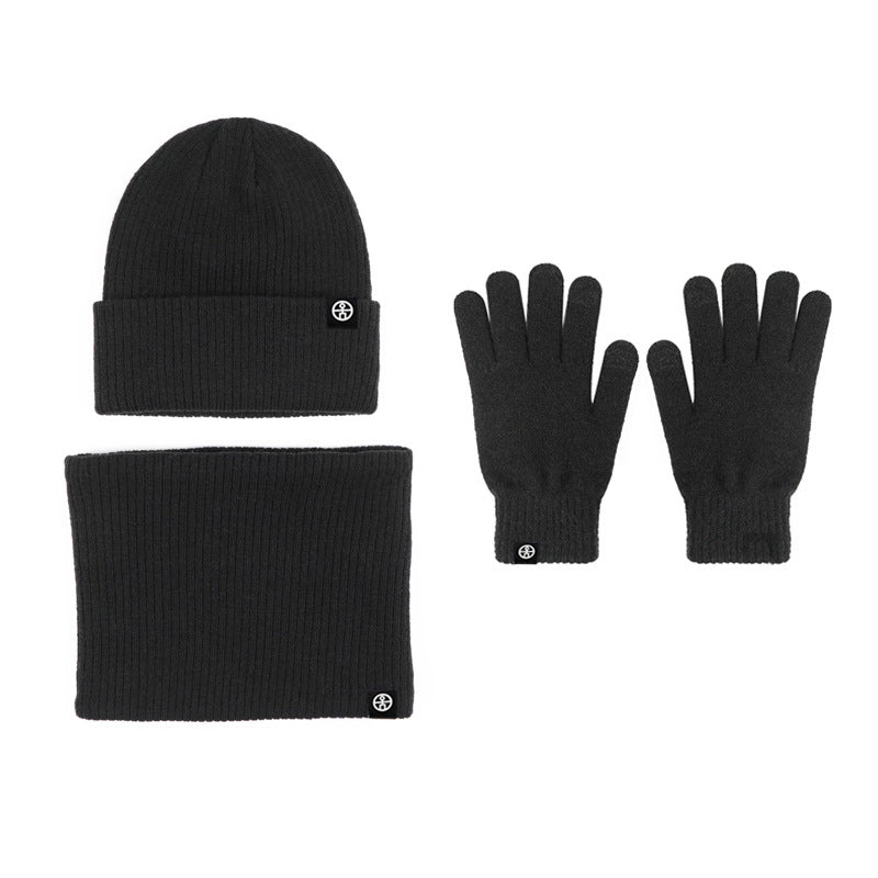 Winter Warm Woolen Hat Scarf Gloves Three-Piece Suit Windproof Adult Knitted Hat Three-Piece Set