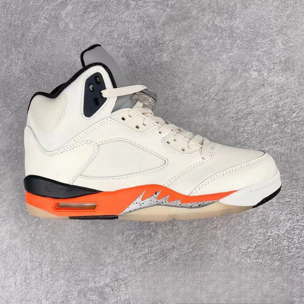 GMabcd-AJ5 High High-Top Basketball Shoes Buckle Broken Rukawa Kaede White Cement Ice Blue Low-Top Cushion Men and Women Sneakers