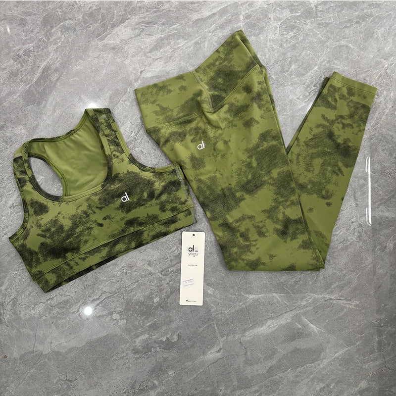 a-l Sports Fitness Wear Women's Yoga Sports Bra Camisole Style Underwear Elastic Beauty Back Tight-Fitting Tie-Dye Top