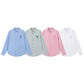 Trendy Brand Am* Small Heart Embroidered Shirt Casual Loose Fit Unisex Couple Style Amy Cotton Long Sleeve Top