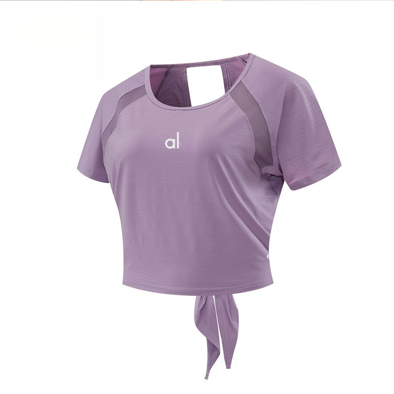 Al Sports Yoga Shirt for Women, Quick-Dry Running Casual Short Sleeve with Chest Pads, Short Cross-Fit Gym Top T-Shirt for Summer