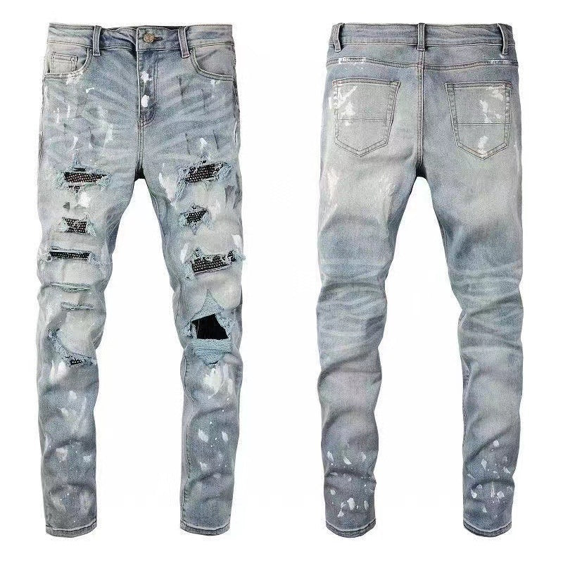 GMAM Heavy Craft Washed Distressed High Street Embroidered Unisex Jeans