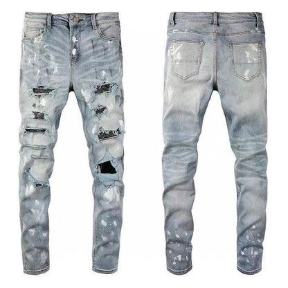 GMAM Heavy Craft Washed Distressed High Street Embroidered Unisex Jeans