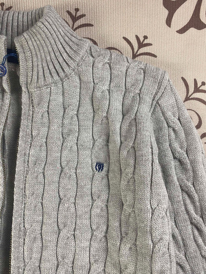 RL Raff Pony Label Autumn Winter Warm Cable Knit Zipper Sweater Cardigan Women Embroidered Cable Cardigan Men