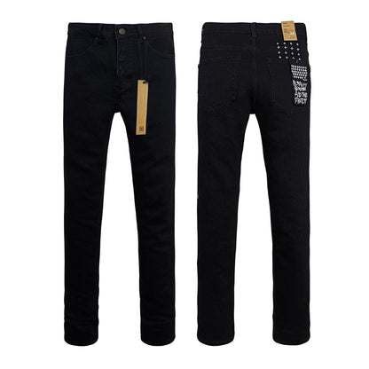 Men's KSB Jeans Straight Leg Ripped Stretch American High Street Casual Men's Jeans