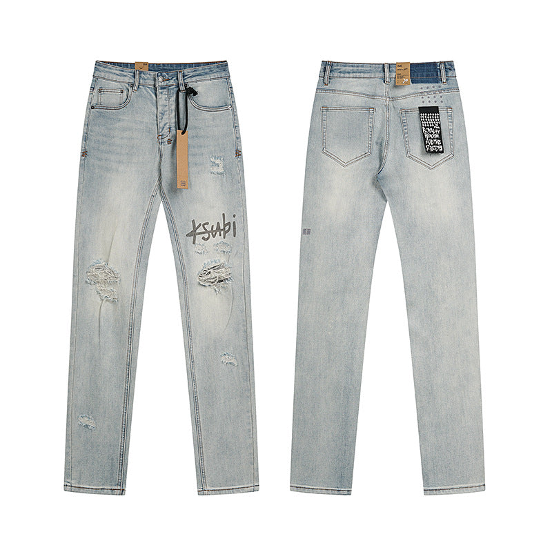 GMabcd Trendy KSUBI Men's Pants Casual Slim Fit Skinny Jeans Stretch Denim Pants